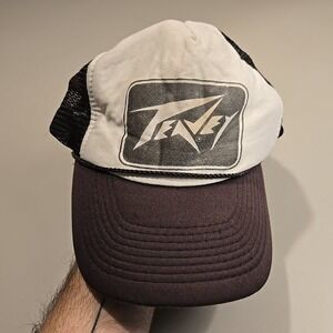 VTG Peavey Mesh Trucker Snapback Hat Black Distressed Music Amp Logo USA Cap 80s